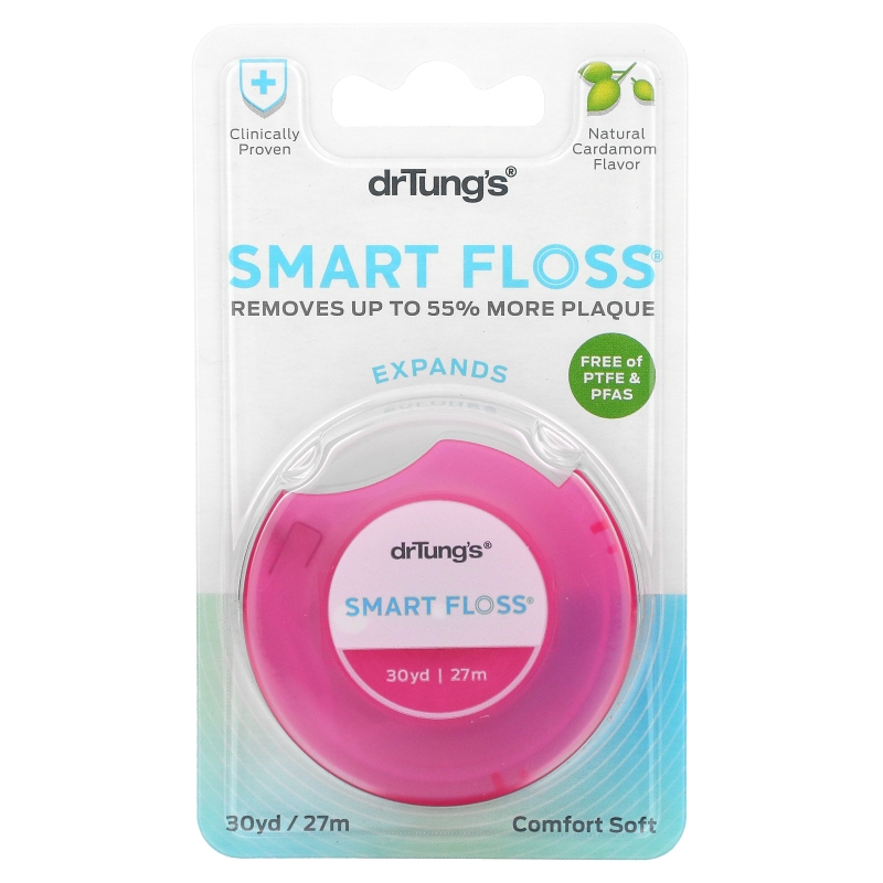 Dr. Tung's, Smart Floss, зубная нить с натуральным ароматизатором кардамона, 30 ярдов (27 м)