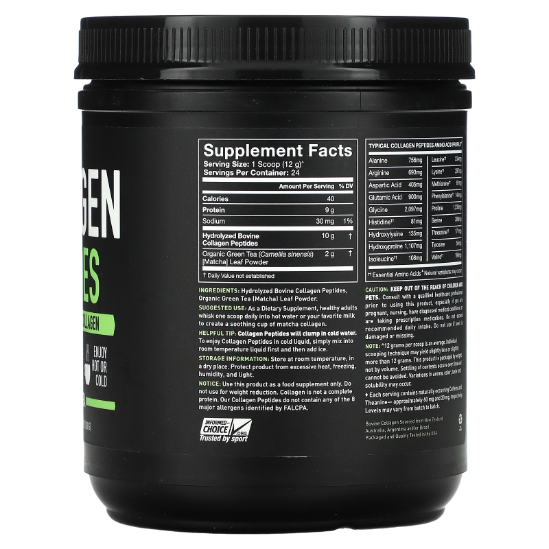 Sports Research, Collagen Peptides, Hydrolyzed Type I & III, Matcha Green Tea, 10.16 oz (288 g)