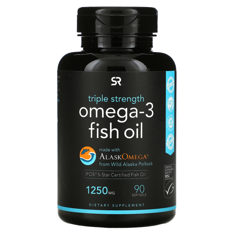 Sports Research, Omega-3 Fish Oil, Triple Stength, 1250 mg, 90 Softgels