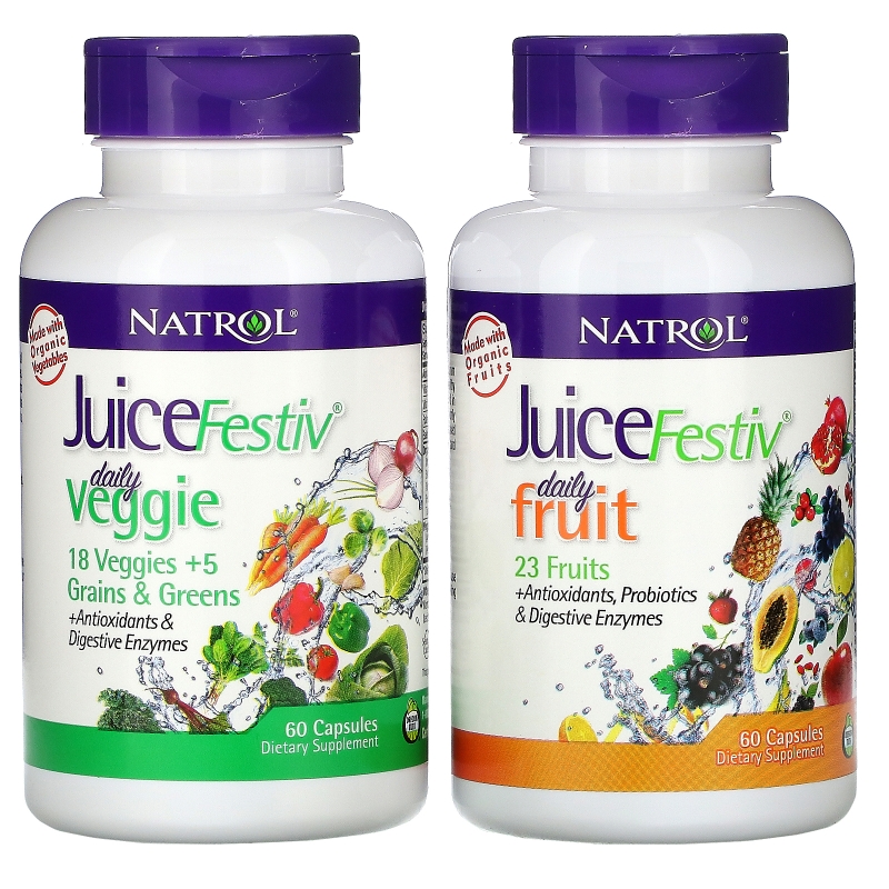 Natrol, JuiceFestiv, 2 флакона, по 60 капсул каждый