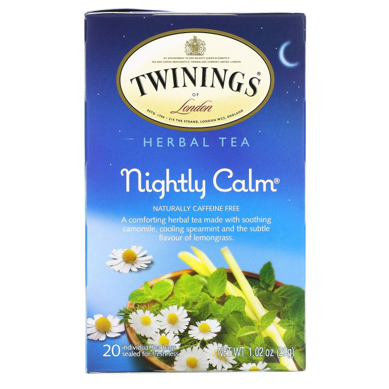 Twinings, Травяной чай, Спокойной ночи, от природы не содержит кофеина, 20 пакетиков, 1,02 унции (29г)