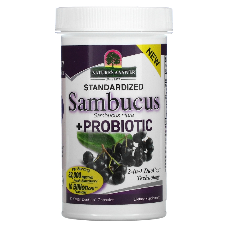 Nature's Answer, Sambucus + ProBiotic, 60 Vegan DuoCap Capsules