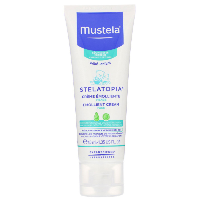 Mustela, Baby, Stelatopia Emollient Face Cream, 1.35 fl oz (40 ml)