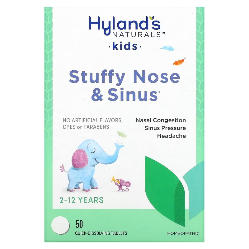 Hyland's,  4 Kids, Stuffy Nose and Sinus, 2-12 Years, 50 Quick-Dissolving Tablets