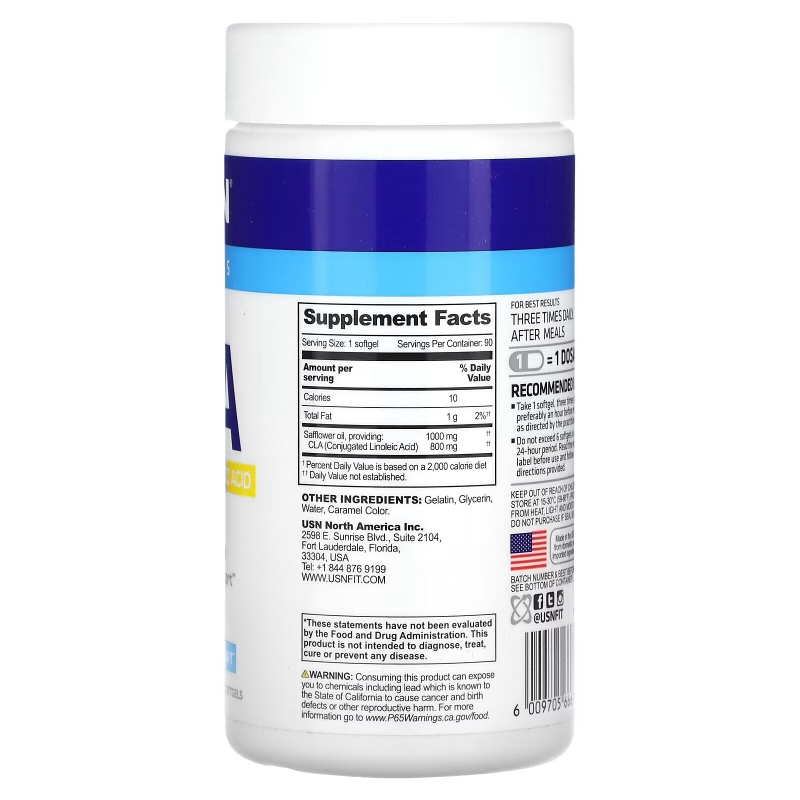 USN, CLA, Conjugated Linoleic Acid, 90 Softgels