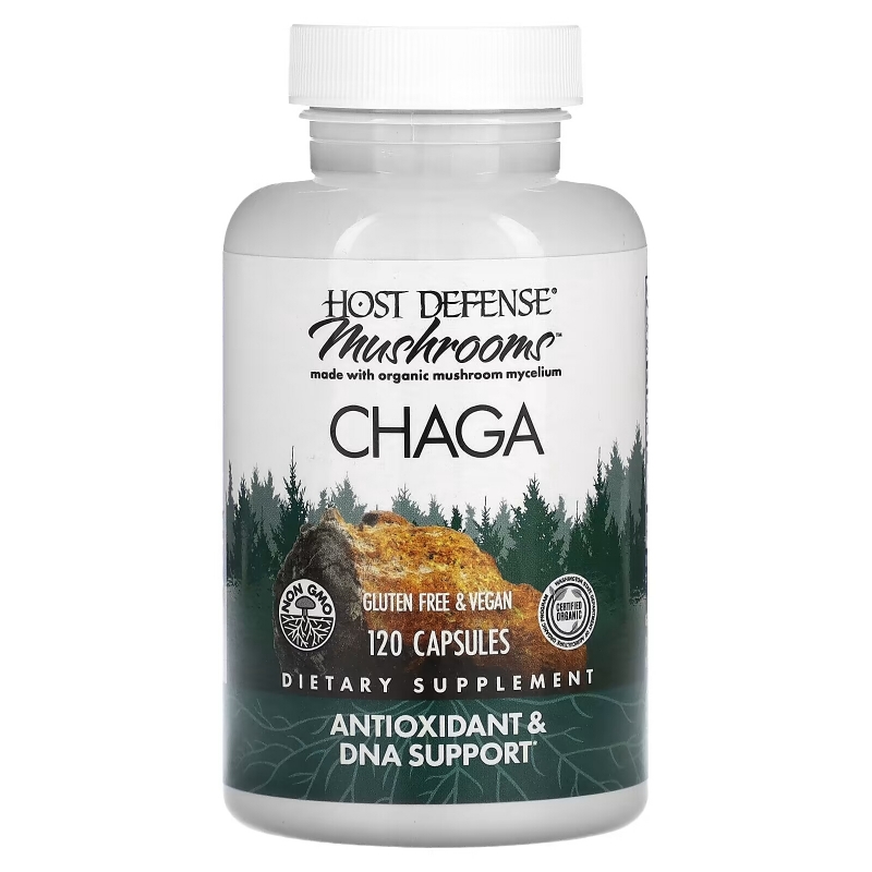 Fungi Perfecti, Host Defense, чага, 120 растительных капсул