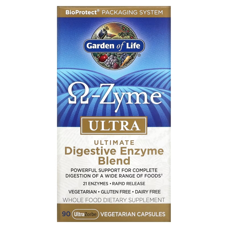 Garden of Life O-Zyme ультра наилучший комплекс пищеварительных ферментов 90 растительных капсул