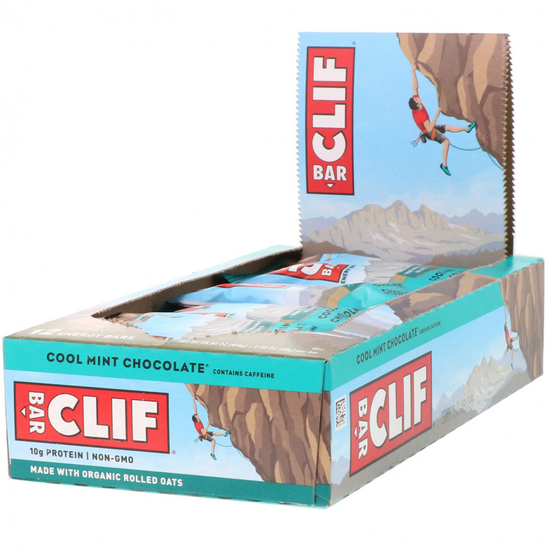 Clif Bar, Энергетические батончики с освежающим вкусом мятного шоколада, 12 шт. по  75г каждый