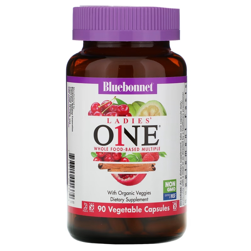 Bluebonnet Nutrition, Ladies 'ONE, комплекс на основе цельных продуктов, 90 растительных капсул