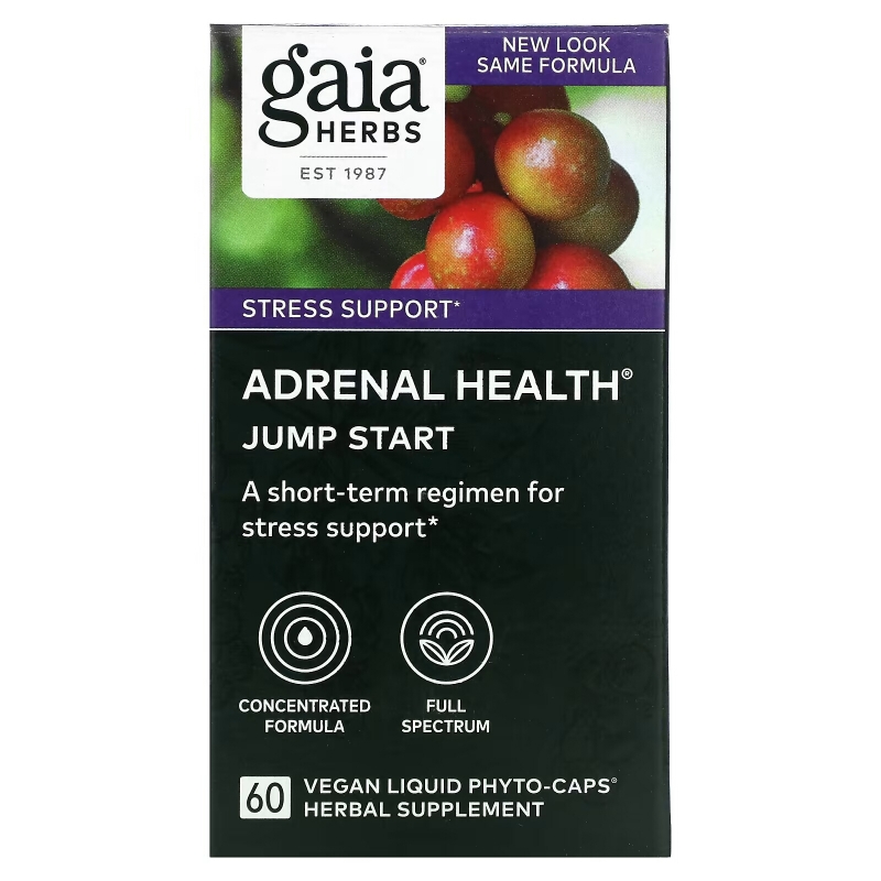 Gaia Herbs, Adrenal Health, Jump Start, 60 Vegan Liquid Phyto-Caps