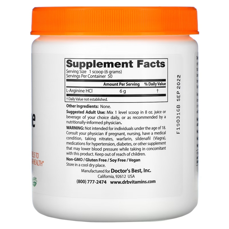 Doctor's Best L-Arginine Powder 10.6 oz (300 g)