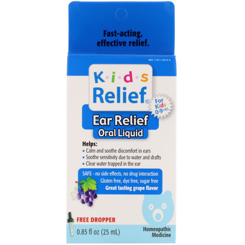 Homeolab USA Kids Relief Earache for Kids 0-9 Grape Flavor 0.85 fl oz (25 ml)