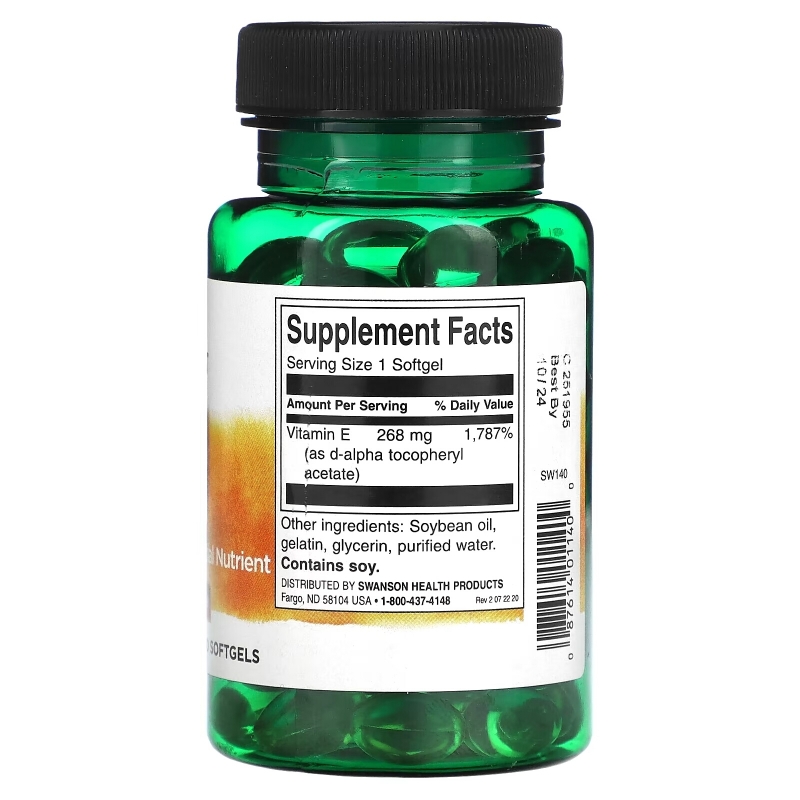 Swanson, Vitamin E, 400 IU, 100 Softgels