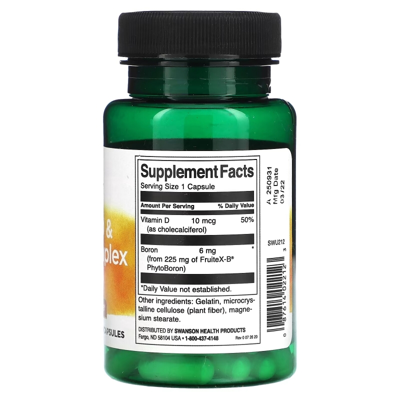 Swanson, Vitamin D & Boron Complex, 60 Capsules