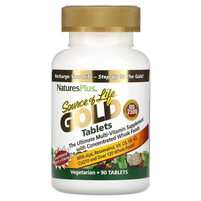 NaturesPlus, Source of Life Gold, The Ultimate Multi-Vitamin Supplement, 90 Tablets